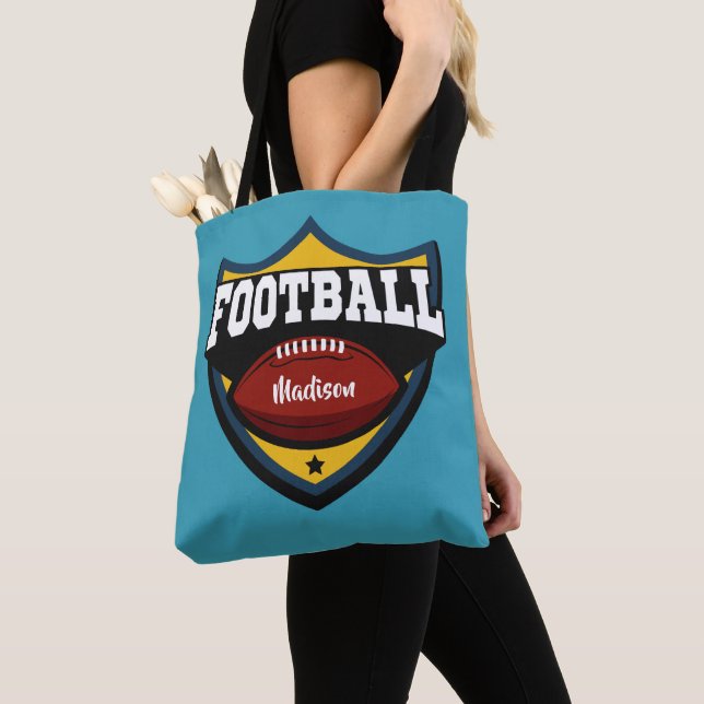 Custom name & color Football Logo bags (Close Up)