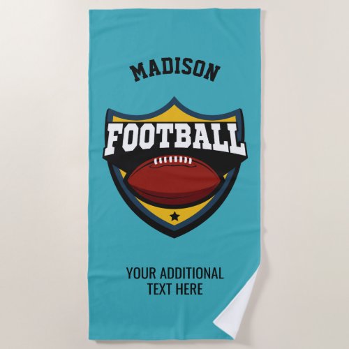 Custom name  color Football Logo beach towel