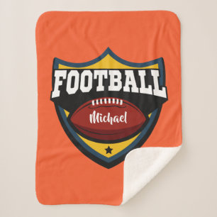 Custom name & color Football Logo fleece blankets