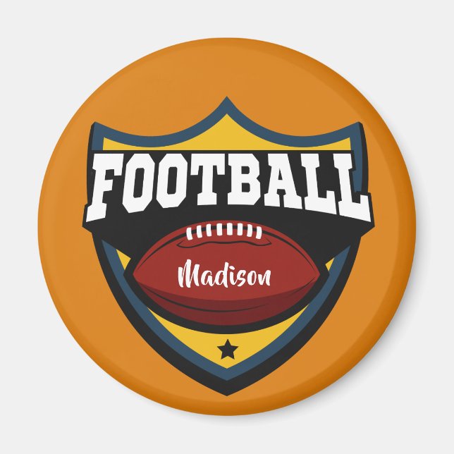 Custom name & color Football Logo magnet (Front)