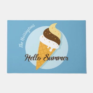 Custom name & color Ice Cream Hello doormats