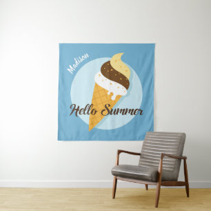 Custom name & color Ice Cream Hello tapestry