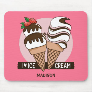 Custom name & color Ice Cream Lover mousepad