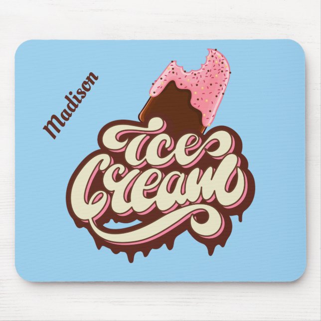 Custom name & color Ice Cream mousepad (Front)