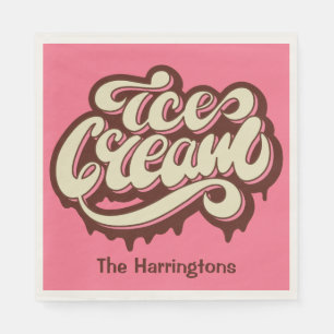 Custom name & color Ice Cream paper napkins
