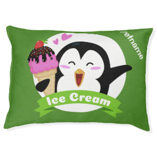 Custom name & color Ice Cream Penguin dog beds