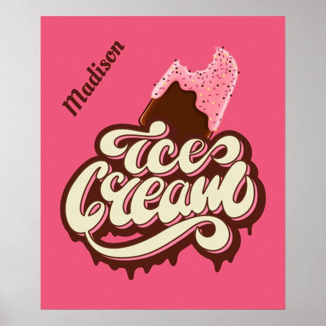 Custom name & color Ice Cream poster (Front)