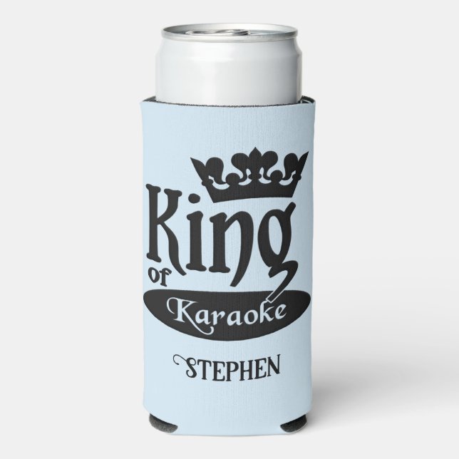 Custom Name & Color King of Karaoke Seltzer Can Cooler (Seltzer Back)