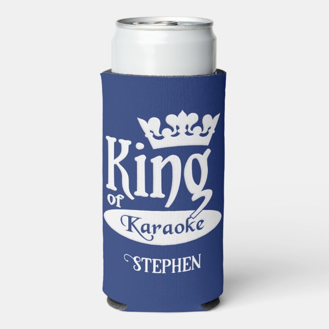 Custom Name & Color King of Karaoke Seltzer Can Cooler (Seltzer Back)
