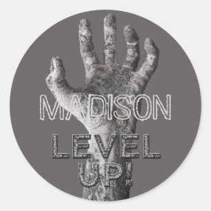Custom name & color "Level Up!" Zombie stickers