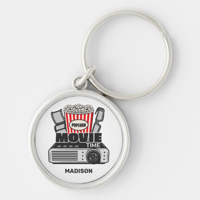 Custom Name & Color Movie Time Keychain (Front)