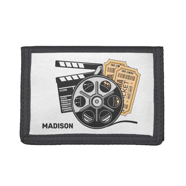 Custom Name & Color Movie Trifold Wallet (Front)