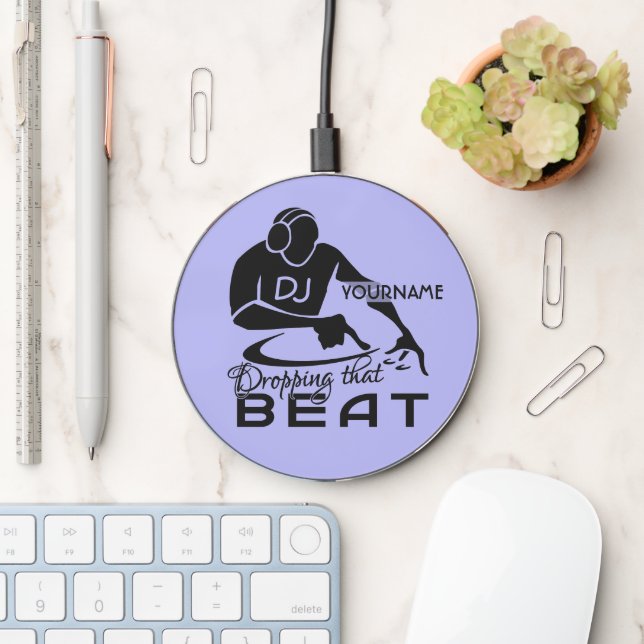 Custom name & color Music DJ Wireless Charger (Desk)