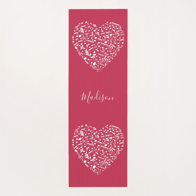 Custom name & color Musical Hearts yoga mat (Back)