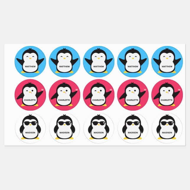 Custom name & color Penguin Labels (Sheet)