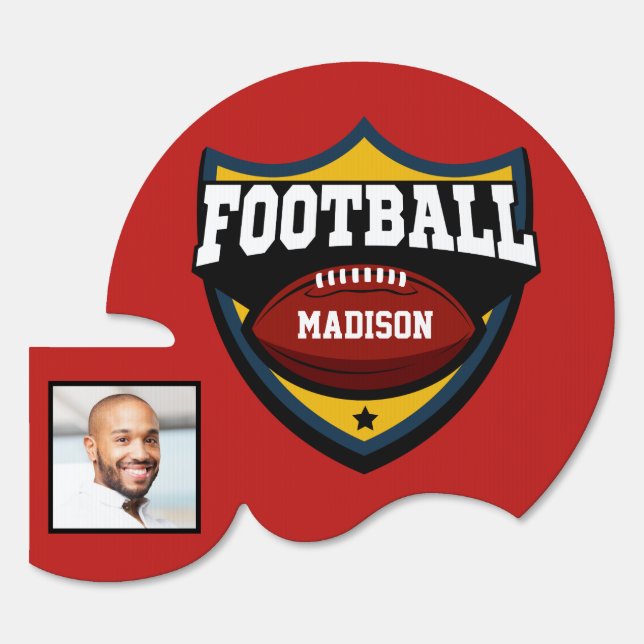 Custom name, color & photo Football Logo Sign (Front)