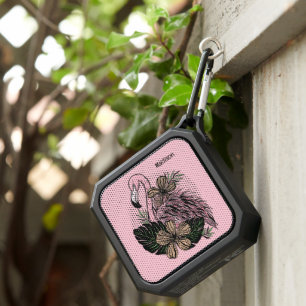 Custom Name & Color Pink Flamingo Bluetooth Speaker
