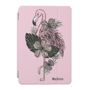 Custom Name & Color Pink Flamingo iPad Mini Cover