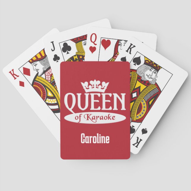 Custom Name & Color Queen of Karaoke Poker Cards (Back)