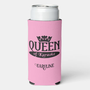 Custom Name & Color Queen of Karaoke Seltzer Can Cooler
