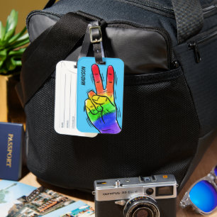 Custom name & color Rainbow Peace Luggage Tag