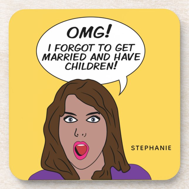 Custom name & color RETRO COMICS Beverage Coaster (Front)