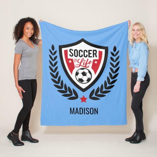 Custom name  color Soccer Logo fleece blankets