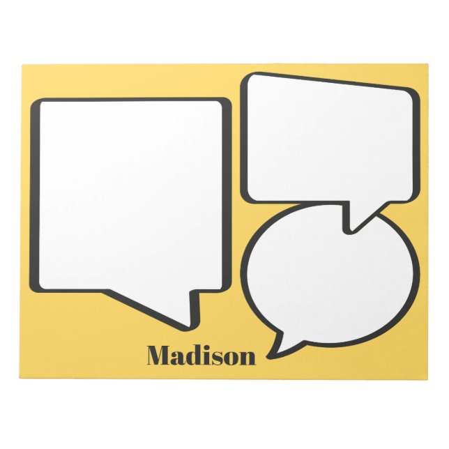 Custom Name & Color Speech Bubble Notepad (Front)