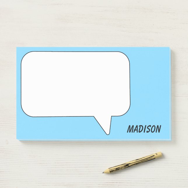 Custom Name & Color Speech Bubble Post-it Notes (On Desk)