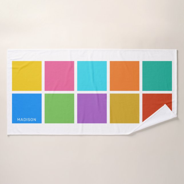 Custom name Color Squares Bath Towel (Bath Towel)