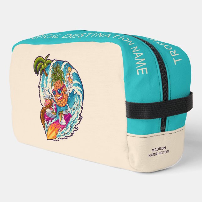 Custom Name & Color Surfing Pineapple Dopp Kit (Left Corner)