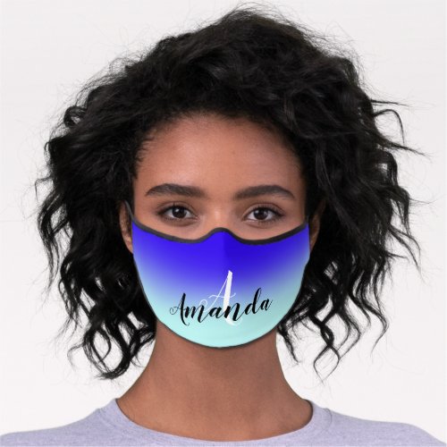 Custom Name Color To Heal Therapy Blue Ombre Premium Face Mask