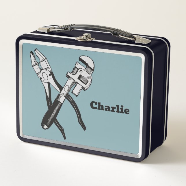 Custom name & color TOOLS Metal Lunch Box (Front)