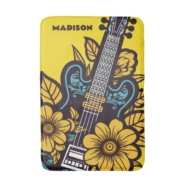 Custom Name & Color Ukulele Bath Mat (Front Vertical)