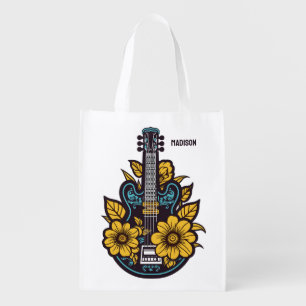 Custom Name & Color Ukulele Grocery Bag