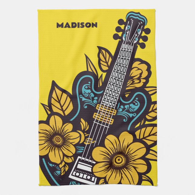 Custom Name & Color Ukulele Kitchen Towel (Vertical)