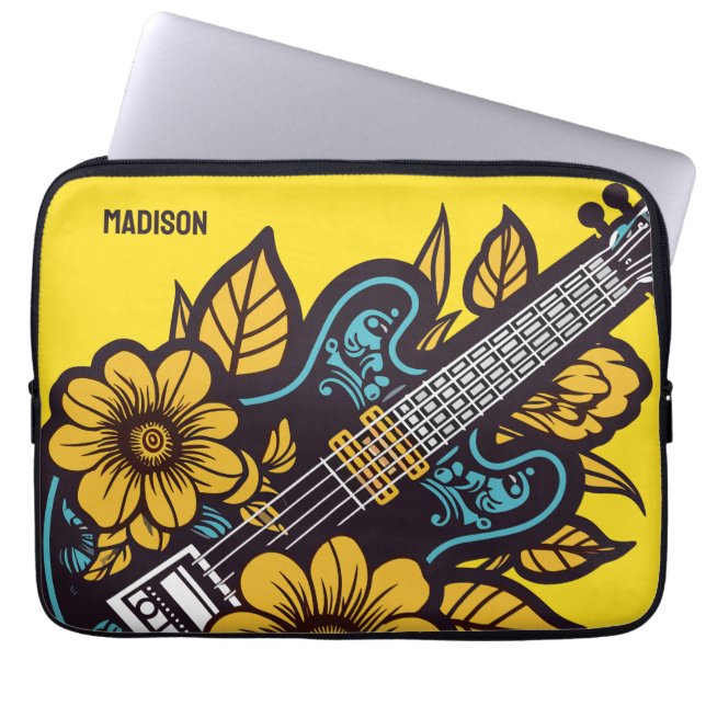 Custom Name & Color Ukulele Laptop Sleeve (Front)