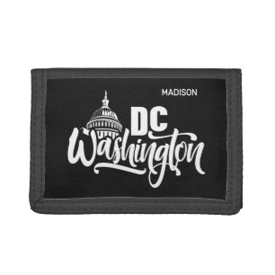 Custom Name & Color Washington DC Tri-fold Wallet