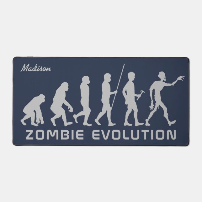 Custom name & color Zombie Evolution beach towel Desk Mat (Front)