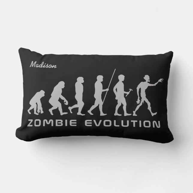 Custom name & color Zombie Evolution throw pillows (Front)