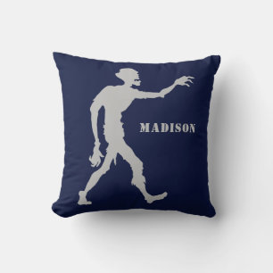 Custom name & color Zombie throw pillows