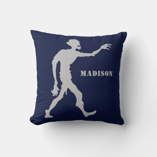 Custom name & color Zombie throw pillows (Front)