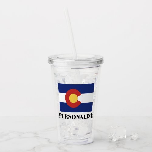Custom name Colorado flag acrylic tumbler glasses