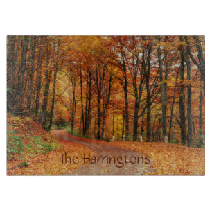 Custom Name Colorful Autumn Path Cutting Board