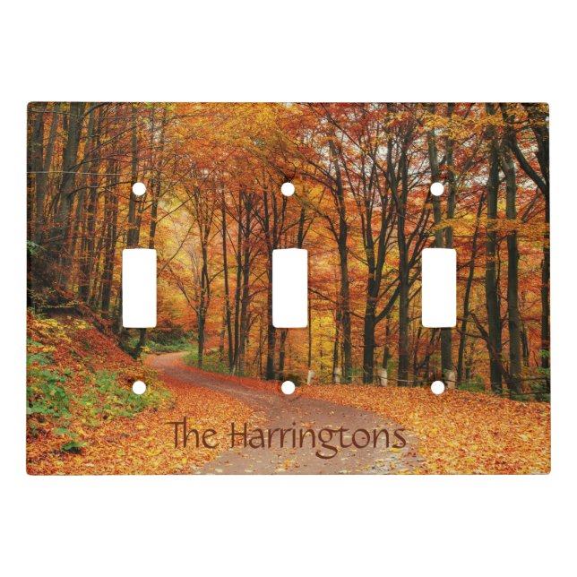 Custom Name Colorful Autumn Path Light Switch Cover (Front)
