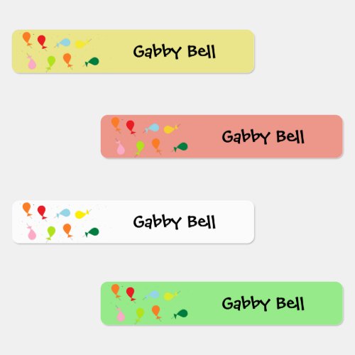 Custom name colorful balloons  kids labels