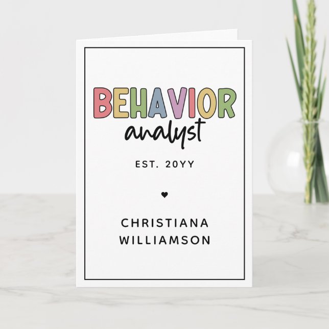 Custom Name Colorful Behavior Analyst Card (Front)