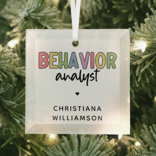Custom Name Colorful Behavior Analyst Glass Ornament