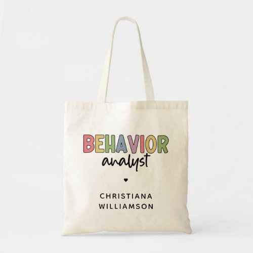 Custom Name Colorful Behavior Analyst Tote Bag