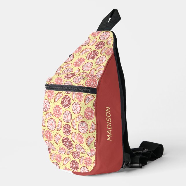 Custom Name Colorful Citrus Pattern Sling Bag (Right Corner)
